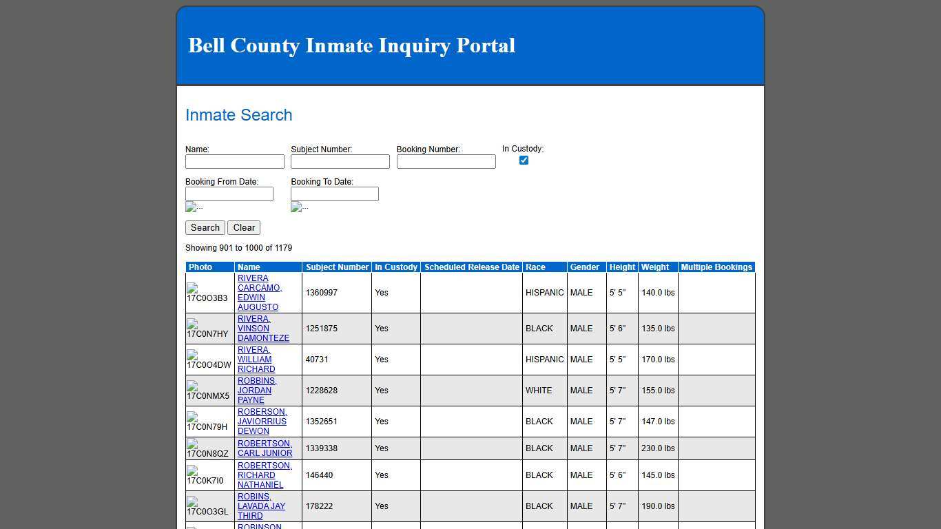 Inmate Search